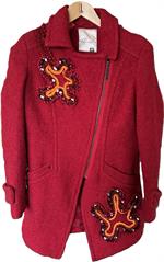 Rød vintage uldfrakke